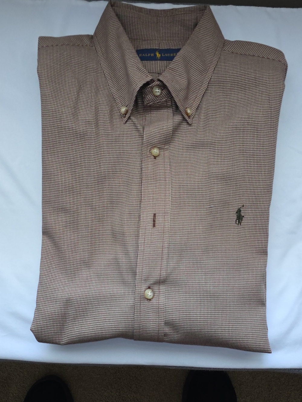 Ralph Lauren Tan and Brown Micro-Check Button-Down Shirt